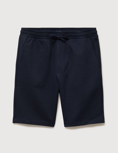 Bermuda droit &eacute;lastiqu&eacute; bleu marine homme