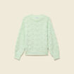 Pull ajour&eacute; droit court manches longues vert pastel femme
