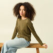 T-shirt manches longues vert kaki femme