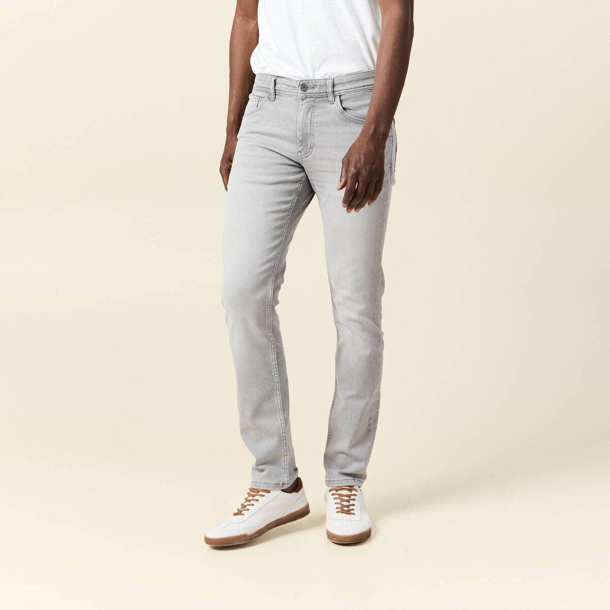 Jeans slim 5 poches denim snow gris homme