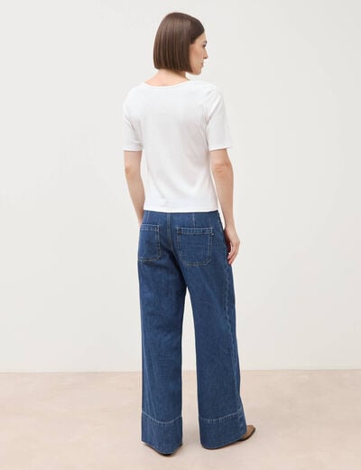 T-shirt c&ocirc;tel&eacute; ajust&eacute; manches courtes blanc femme