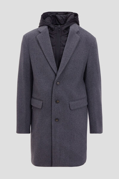 Manteau droit effet 2-en-1 gris homme