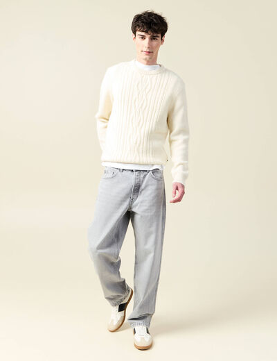 Jeans large relaxed denim snow gris homme