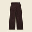 Pantalon large taille haute en jeans marron cognac femme
