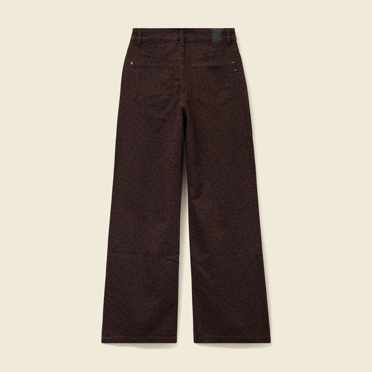 Pantalon large taille haute en jeans marron cognac femme