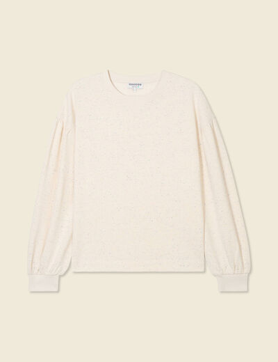 Sweat manches longues ecru femme