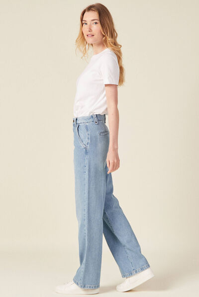 Jeans flare taille haute denim used femme