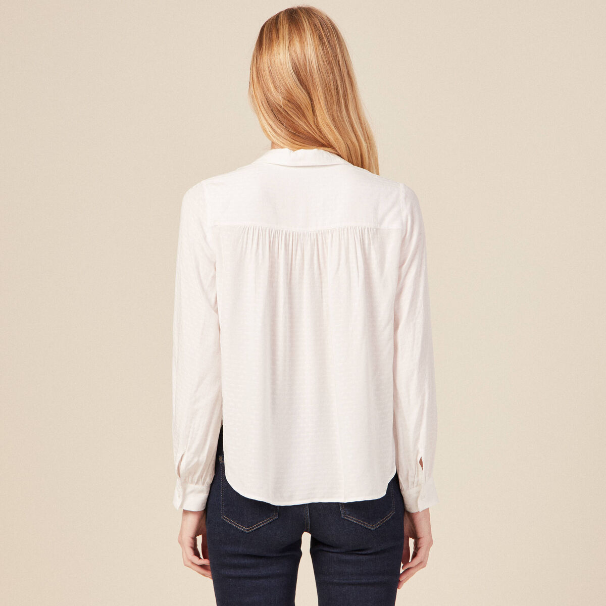Blouse manches longues ecru femme