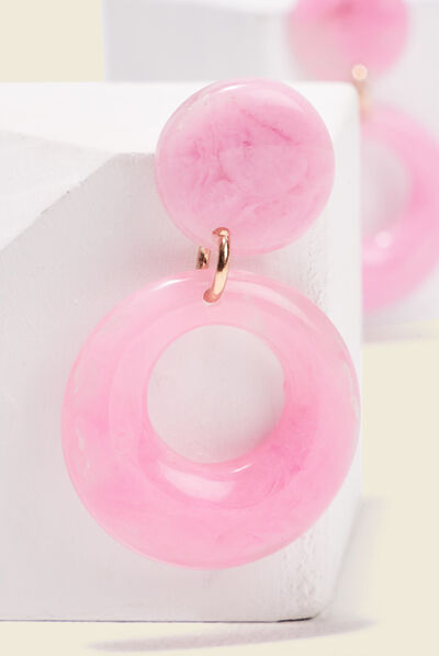 Boucles d'oreilles pendantes rose fushia femme