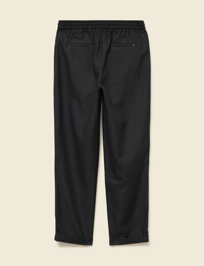 Pantalon taille haute en jeans gris fonc&eacute; femme