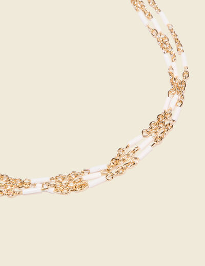 Collier multirangs à perles ecru femme