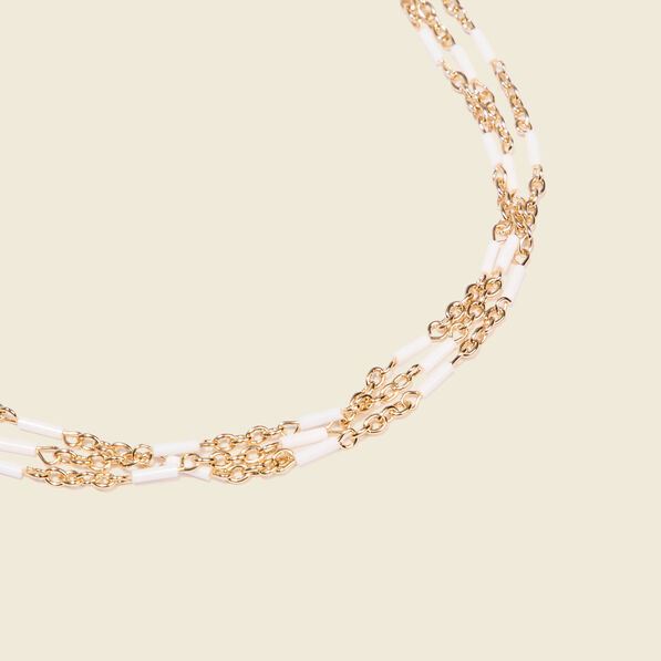 Collier multirangs à perles ecru femme