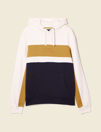 Sweat à capuche 1 poche ecru homme
