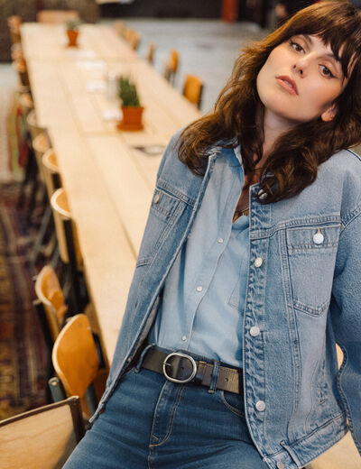 Veste oversize en jean denim used femme