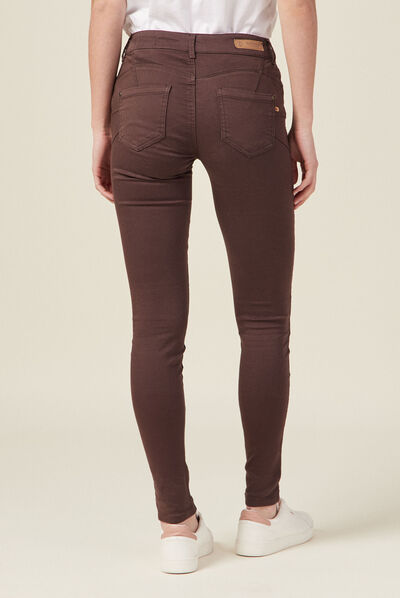 Pantalon Audrey - skinny push up marron foncé femme