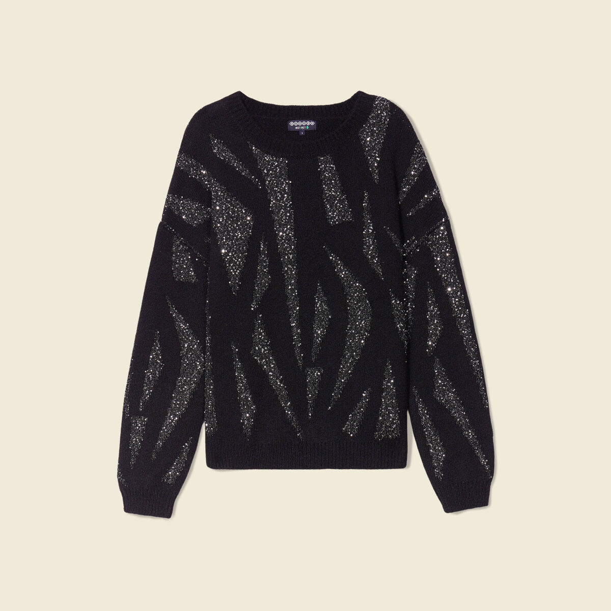 Pull éco-responsable sequins noir femme