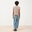 Pull droit court sans manches col rond marron clair femme