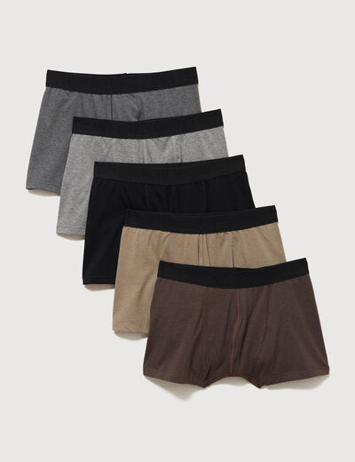 Lot de 5 boxers marron fonc&eacute; homme