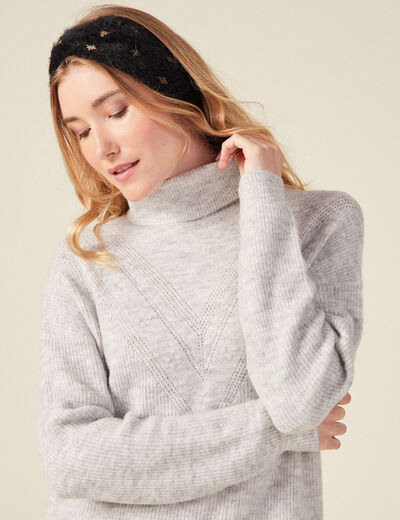 Robe pull longue col roulé gris femme