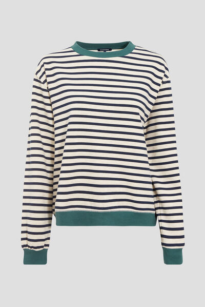 Sweat manches longues ecru femme