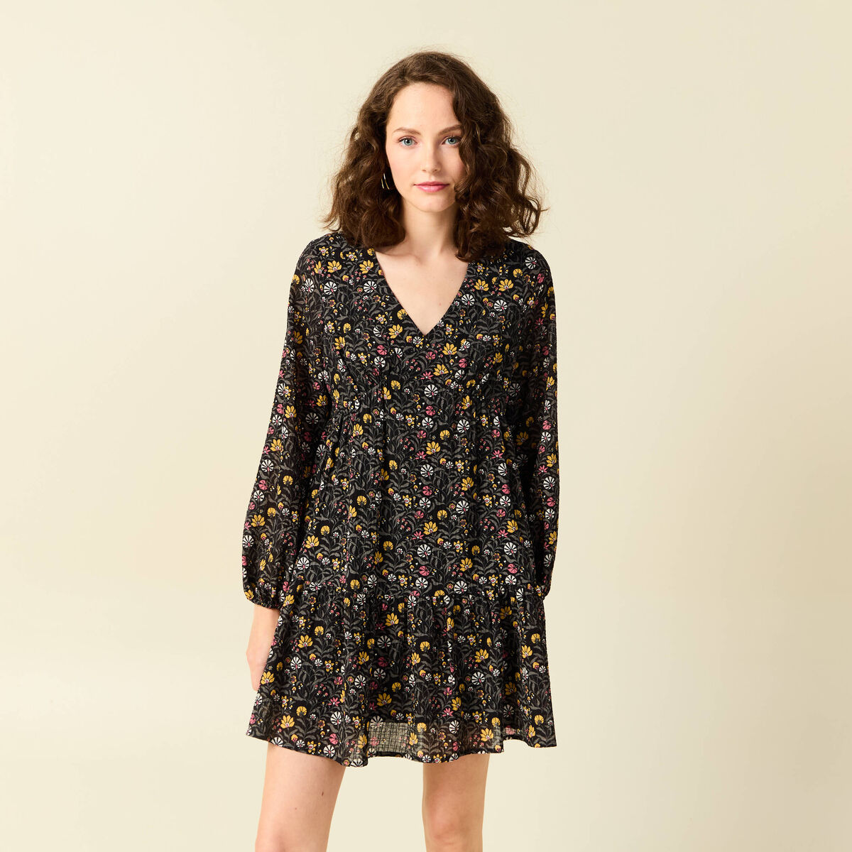 Robe évasée éco-responsable multicolore femme