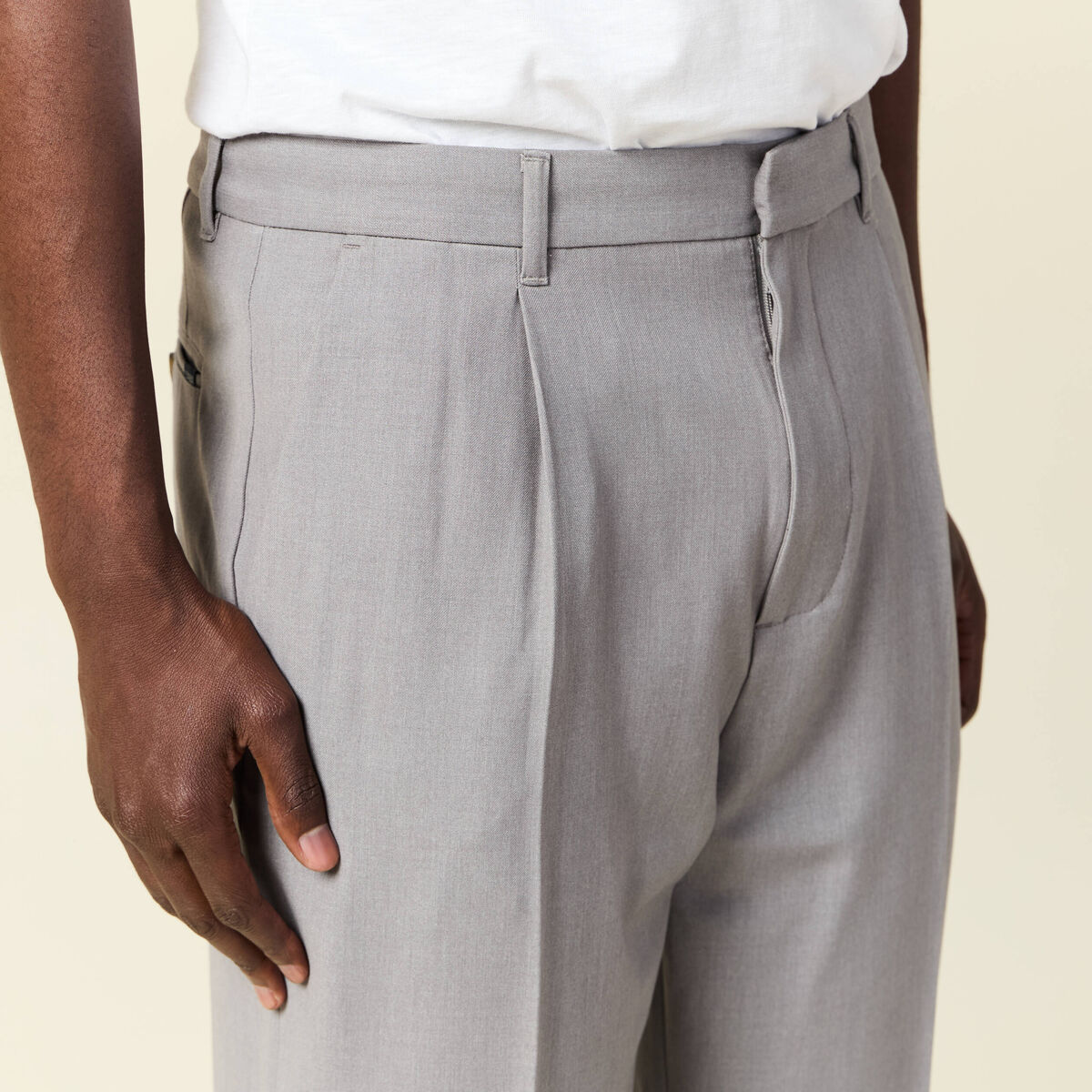 Pantalon chino large gris foncé homme