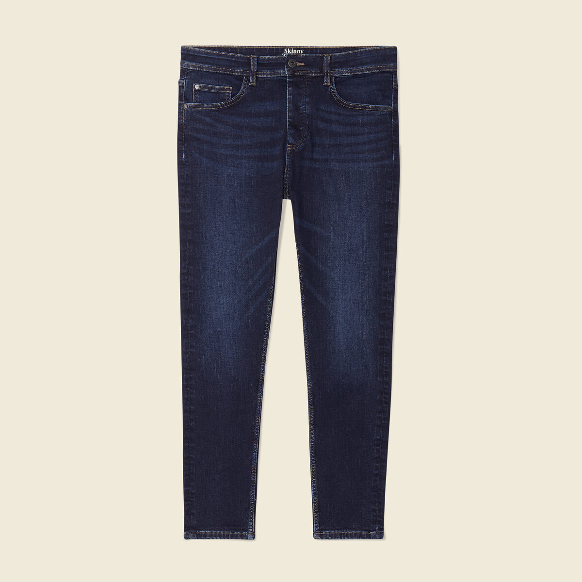 Jeans tapered 5 poches denim brut homme