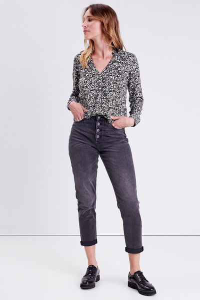 Jeans mom taille haute denim noir femme