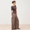 T-shirt ajust&eacute; manches courtes marron femme