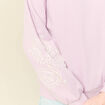 Sweat droit court col rond en coton parme femme
