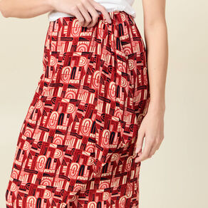 Jupe midi portefeuille fluide rouge foncé femme