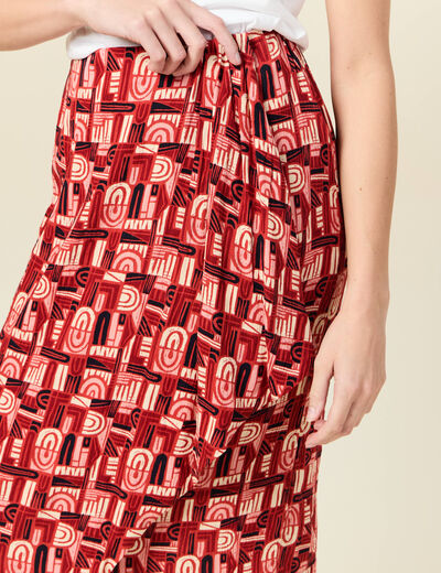 Jupe midi portefeuille fluide rouge foncé femme