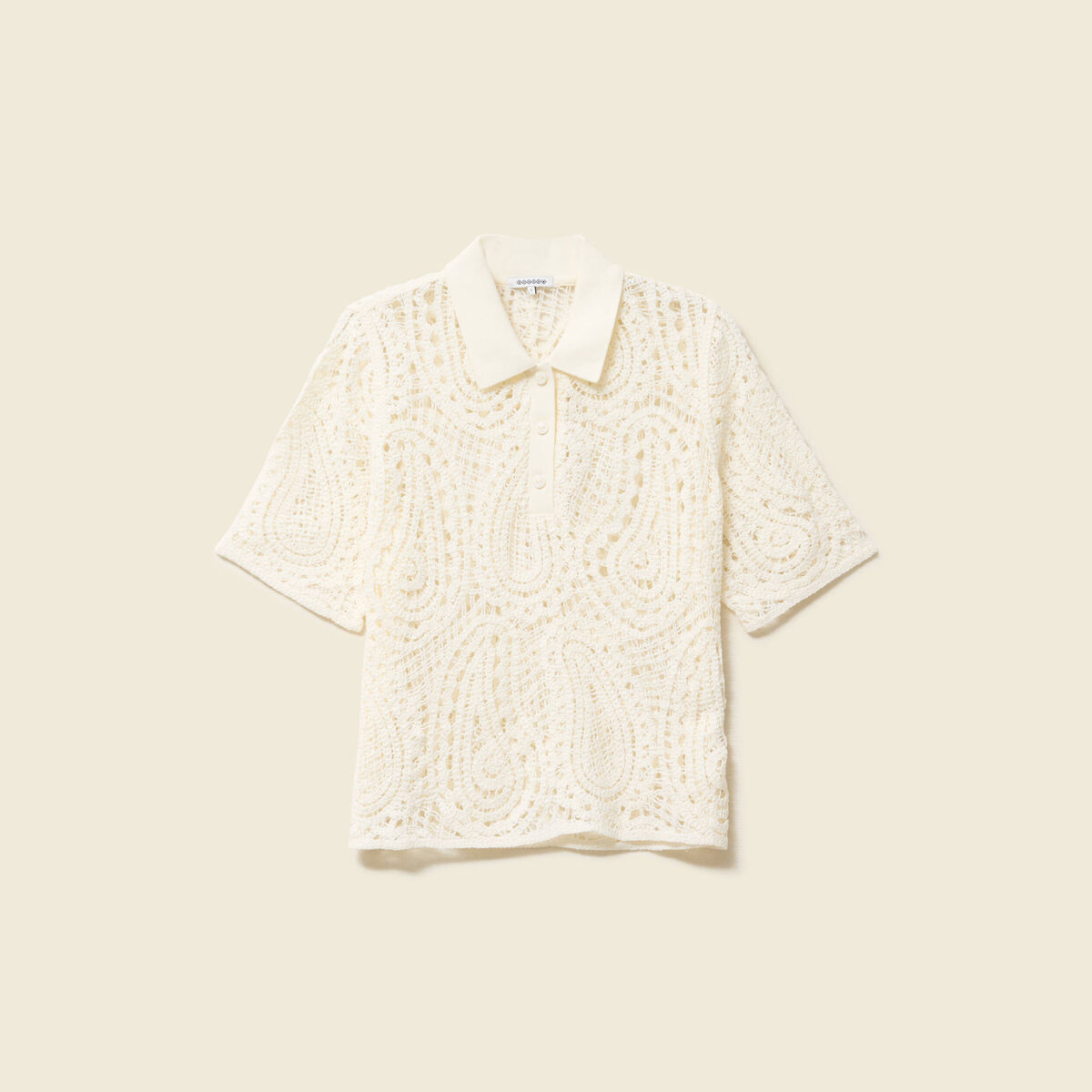 Polo coupe droite manches courtes ivoire femme