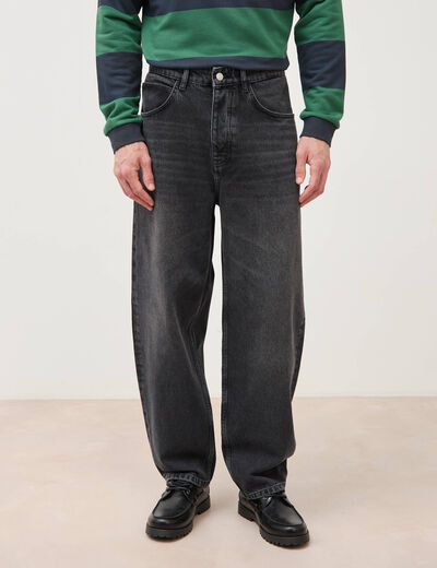 Jeans large longueur 32 en coton denim noir homme