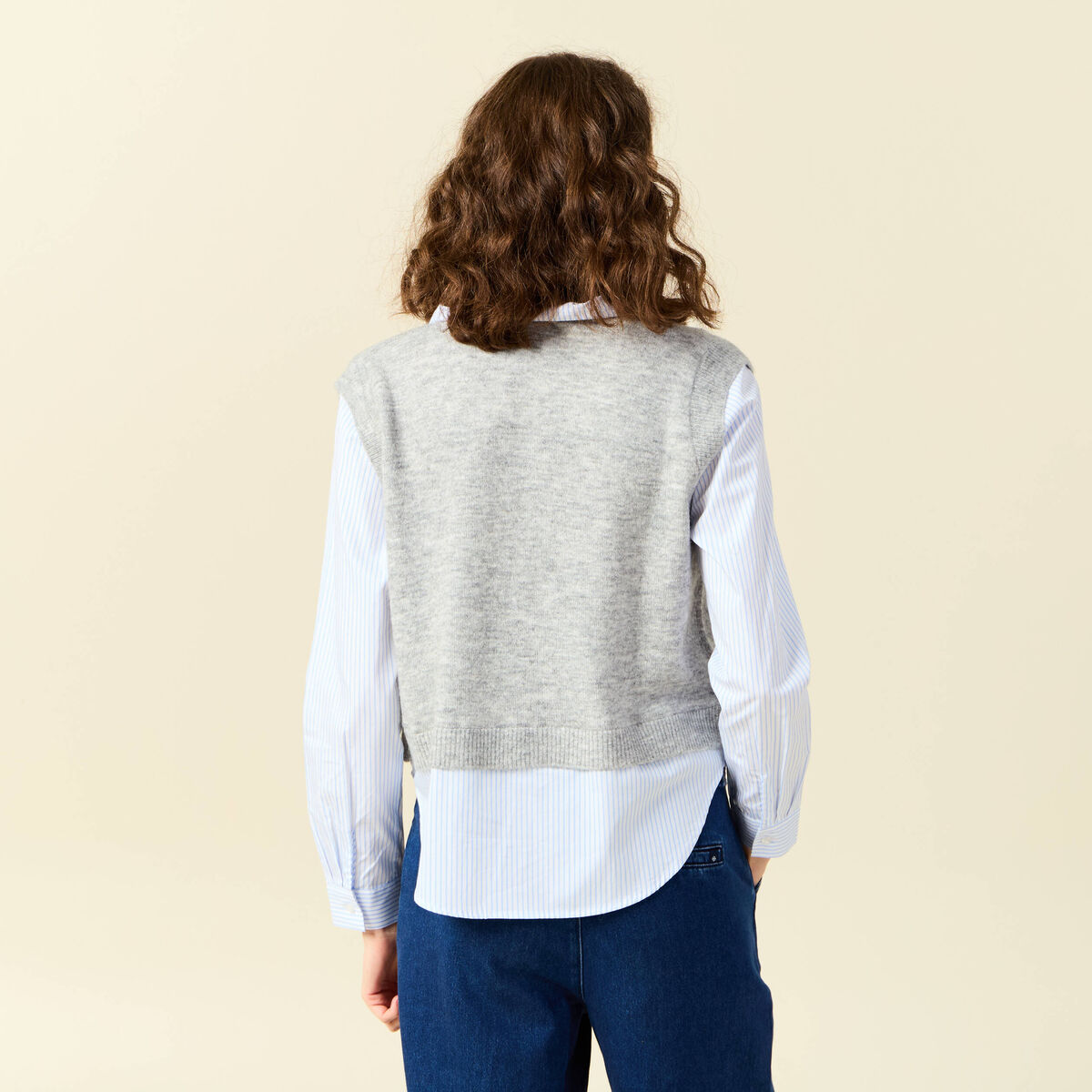 Pull 2-en-1 éco-responsable gris femme