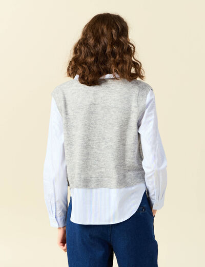 Pull 2-en-1 éco-responsable gris femme