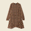 Robe trapèze col montant camel femme