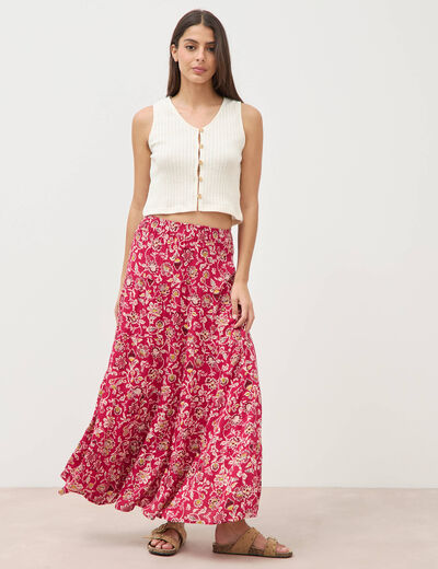 Jupe fluide rouge cerise femme
