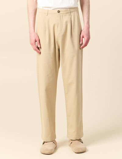 Pantalon chino à pinces sable homme