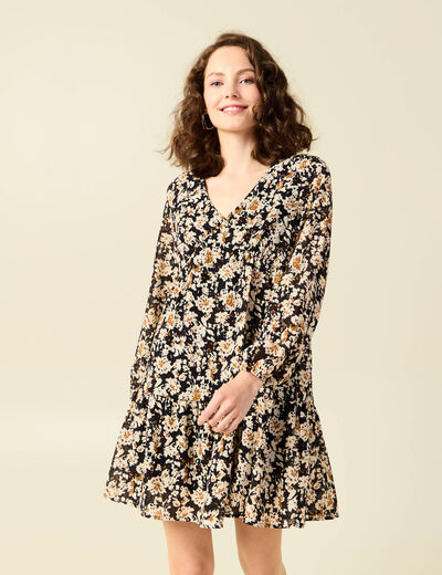 Robe évasée éco-responsable noir femme