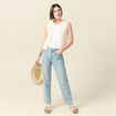 Gilet droit court sans manches creme femme