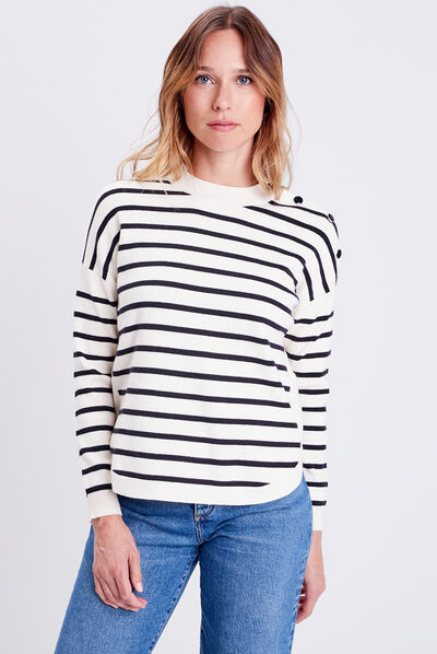 Pull manches longues ecru femme