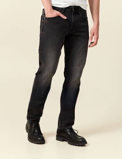Jeans straight longueur 34 denim denim noir homme