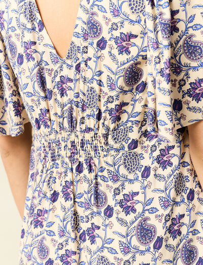 Robe col V manches courtes bleu femme