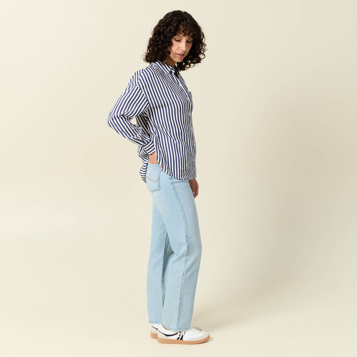 Chemise manches longues bleu ciel femme