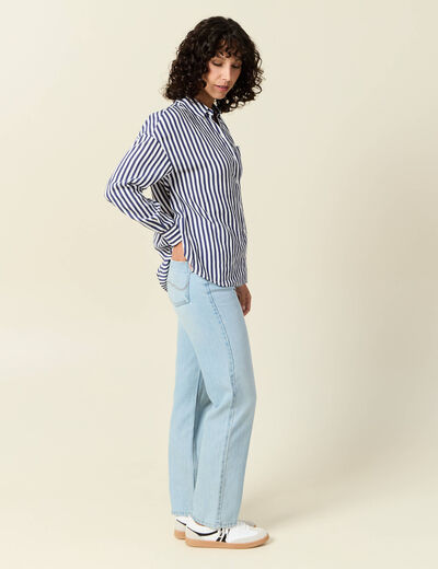 Chemise manches longues bleu ciel femme