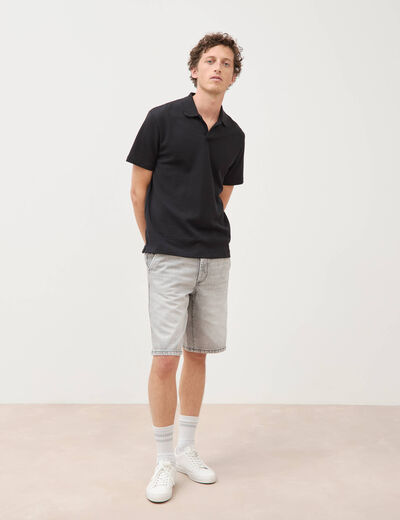 Polo droit col polo manches courtes noir homme