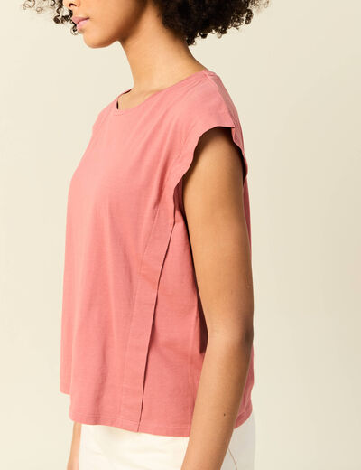 T-shirt manches courtes rouge foncé femme
