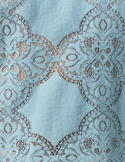 Blouse cintr&eacute;e dentelle manches longues gris femme