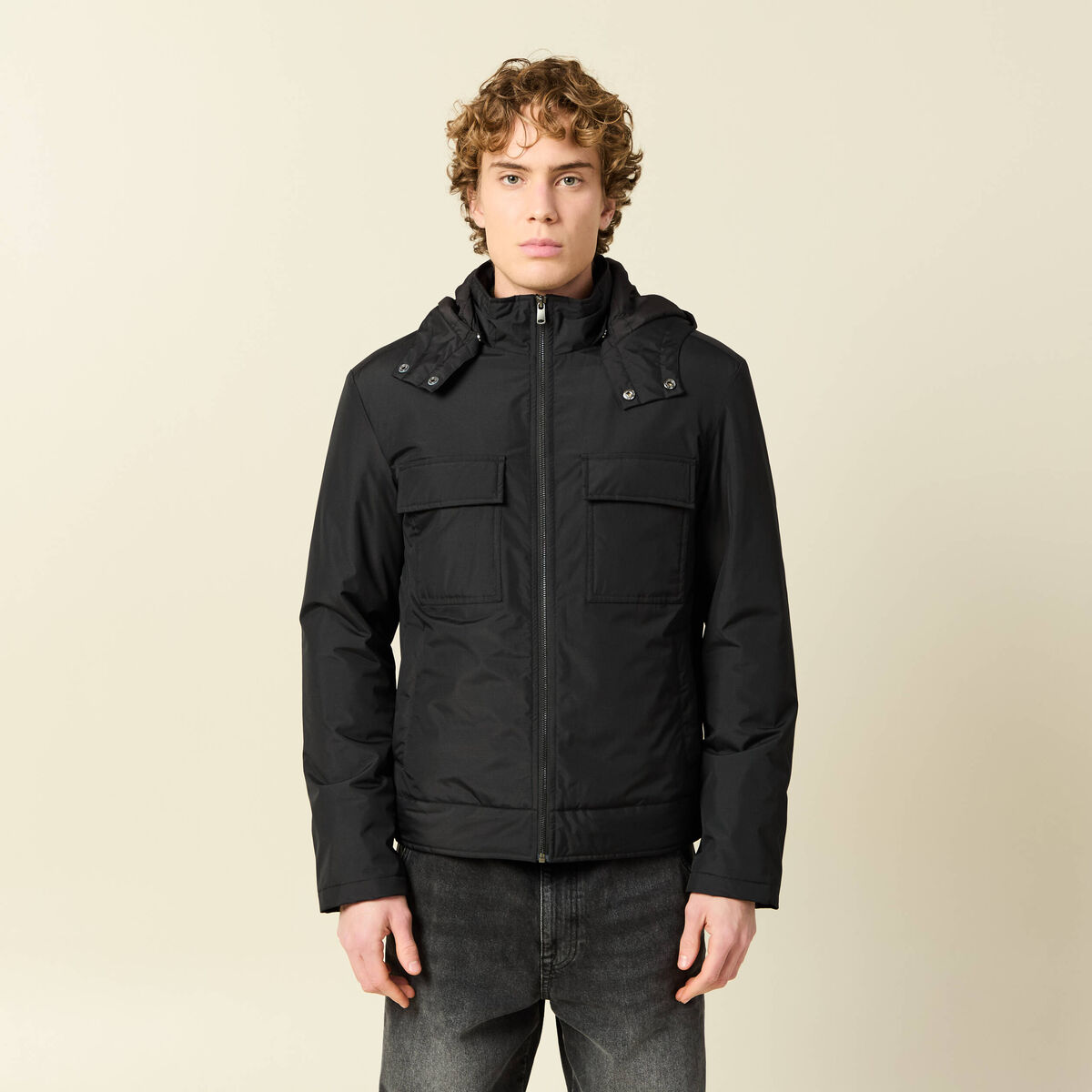 Blouson capuche doublure noir homme